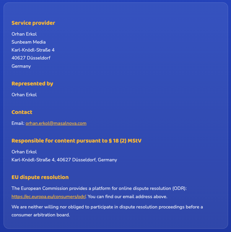 Imprint / Legal Notice